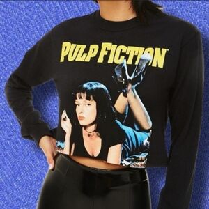 Pulp Fiction Cult Classic Mia Wallace Uma Thurman Medium Black Crop Top
